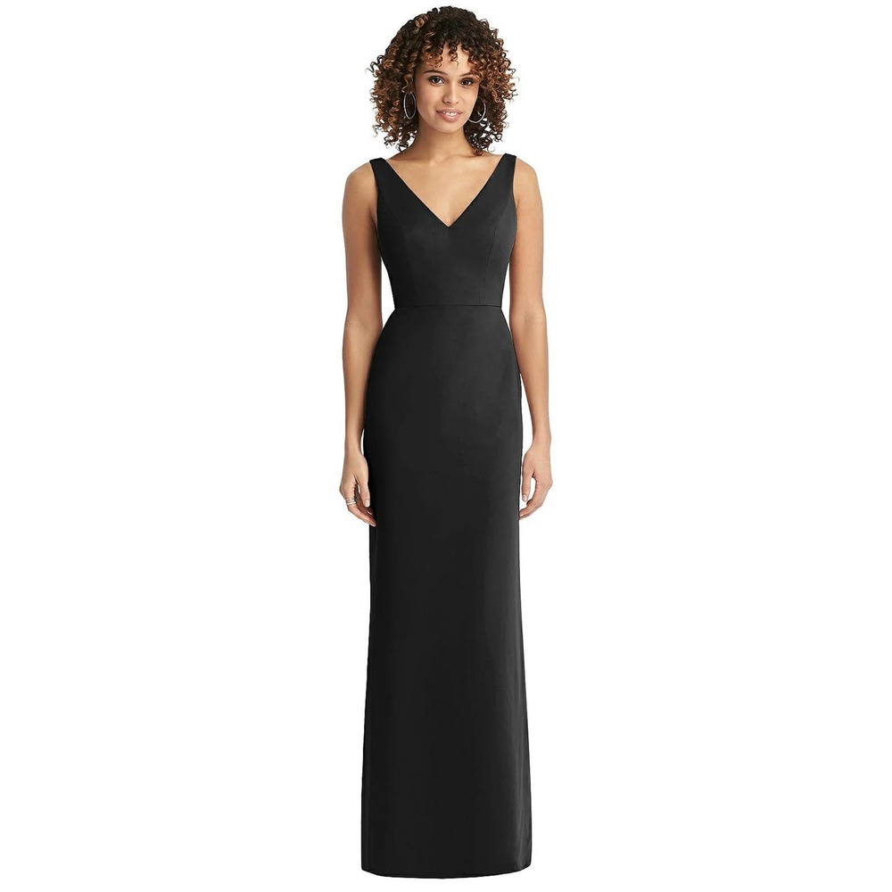 Social Bridesmaids Dress Womens 4 Black Sleeveless Tie Back Chiffon Evening Gown
